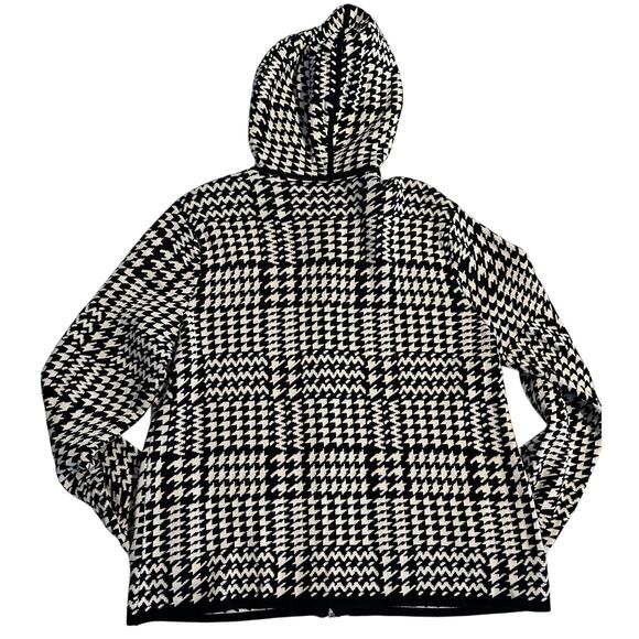 Chicos Silk Blend Hoodie Sweater Size 2 US Large Full Zip Jacket Houndstooth - Picture 2 of 6